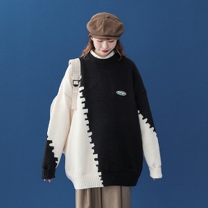 루즈핏 배색 포인트 스웨터 니트 MN1266