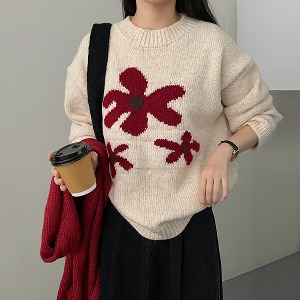 플라워 꽃 풀오버 스웨터 니트 MN1904